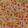 Pure Cotton Jaipuri Mustard With Pink Maroon Floral Jaal Hand Block Print Fabric