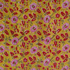 Pure Cotton Jaipuri Mustard With Pink Maroon Floral Jaal Hand Block Print Fabric