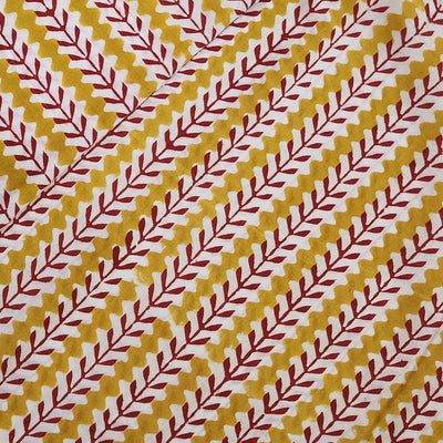 Pure Cotton Jaipuri Mustard Yellow With Maroonn Creeper Hand Block Print Fabric