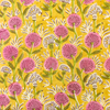 Pure Cotton Jaipuri Mustard Yellow With Pink White Flower Grass Hand Block Print Fabric
