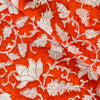 Pure Cotton Jaipuri Orange With White Wild Flowers Jaal Hand Block Print Fabric