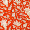 Pure Cotton Jaipuri Orange With White Wild Flowers Jaal Hand Block Print blouse Fabric ( 1 meter )
