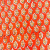 Pure Cotton Jaipuri Orange With Yellow And Green Tiny Plant Motif Hand Block Print Blouse Fabric (1 Meter)