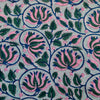 Pure Cotton Jaipuri Pastel Blue With Pink And Green Lotus Jaal Hand Block Print Fabric