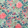 Pure Cotton Jaipuri Pastel Blue With Pink Wild Flower Jaal Hand Block Print Fabric