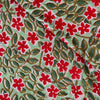 Pure Cotton Jaipuri Pastel Green With Red Tiny Flower Jaal Hand Block Print Fabric