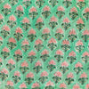 Pure Cotton Jaipuri Pastel Jade With Pink Flower Motif hand Block Print Fabric