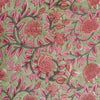 Pure Cotton Jaipuri Pastel Moss Green With Lavender Floral Jaal Hand Block Print Fabric