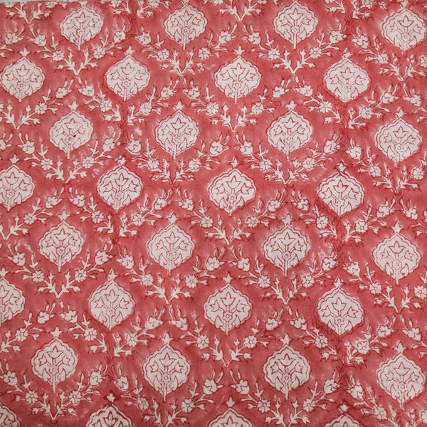 Pure Cotton Jaipuri Pastel Peach With All Over Pattern Hand Block Print Fabric