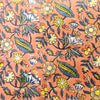 Pure Cotton Jaipuri Pastel Peach With Grey Yellow Wild Fruit Jaal Hand Block Print Fabric