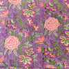 Pure Cotton Jaipuri Pastel Purple With Pink Wild Rose And Green Flower Jaal Hand Block Print Fabric