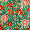 Pure Cotton Jaipuri Pastel Teal  With Wild Flower Jaal Hand Block Print Fabric
