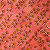 Pure Cotton Jaipuri Peach Pink With Mustard Leafy Plant Motif Hand Block Print Fabric