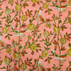 Pure Cotton Jaipuri Light Pink Peach With Bird On The Tree Hand Block Print Blouse Fabric ( 1 Meter )