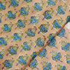 Pure Cotton Jaipuri Peach With Blue And Green Motifs Hand Block Print Fabric