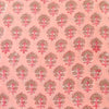 Pure Cotton Jaipuri Peach With Grey And Pink Flower Motifs Hand Block Print Fabric
