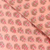 Pure Cotton Jaipuri Peach With Grey And Pink Flower Motifs Hand Block Print Fabric