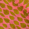 Pure Cotton Jaipuri Peach With Mustard Leaf Motif Hand Block Print Fabric