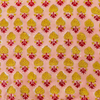 Pure Cotton Jaipuri Peach With Mustard Poppy Bud Hand Block Print Fabric