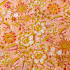 Pure Cotton Jaipuri Peach With Mustard Yellow Maroon Floral Jaal Hand Block Print Fabric