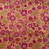 Pure Cotton Jaipuri Peach With Pink Maroon Flower Jaal Hand Block Print Blouse Fabric ( 1.35 Meter )