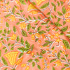 Pure Cotton Jaipuri PeachWith Yellow Green Jaal Hand Block Print Fabric