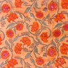 Pure Cotton Jaipuri Peachy Orange Floral Jaal Hand Block Print Fabric