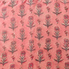 Pure Cotton Jaipuri Pink With Small Plants Hand Block Print Fabric