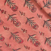 Pure Cotton Jaipuri Pink With Small Plants Hand Block Print Fabric