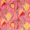 Pure Cotton Jaipuri Pink With Yellow Kites Hand Block Print Fabric