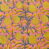 Pure Cotton Jaipuri Pink With Yellow Marrigold Floral Jaal Hand Block Print Fabric
