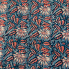 Pure Cotton Jaipuri Powder Blue With White Lotus Jaal Hand Block Print Fabric