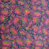 Pure Cotton Jaipuri Purple With Pink Lotus Jaal Hand Block Print Fabric