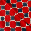 Pure Cotton Jaipuri Red And Grey Blue Tile Hand Block Print Fabric