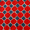 Pure Cotton Jaipuri Red And Grey Blue Tile Hand Block Print Blouse Fabric ( 90 CM )