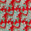 Pure Cotton Jaipuri Red With Blue And Green Flower Bouquet Hand Block Print Fabric