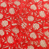 Pure Cotton Jaipuri Red With Flower Jaal Hand Block Print Fabric