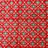 Pure Cotton Jaipuri Red With Jaipuri Jaal Grid Hand Block Print Fabric