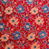 Pure Cotton Jaipuri Red With Peach Blue Flower Jaal Hand Block Print Fabric