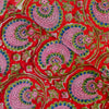 Pure Cotton Jaipuri Red With Pink And Blue Dahlia Jaal Hand Block Print Fabric