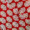 Pure Cotton Jaipuri Red With Pink Dot Flower Plant Hand Block Print Fabric