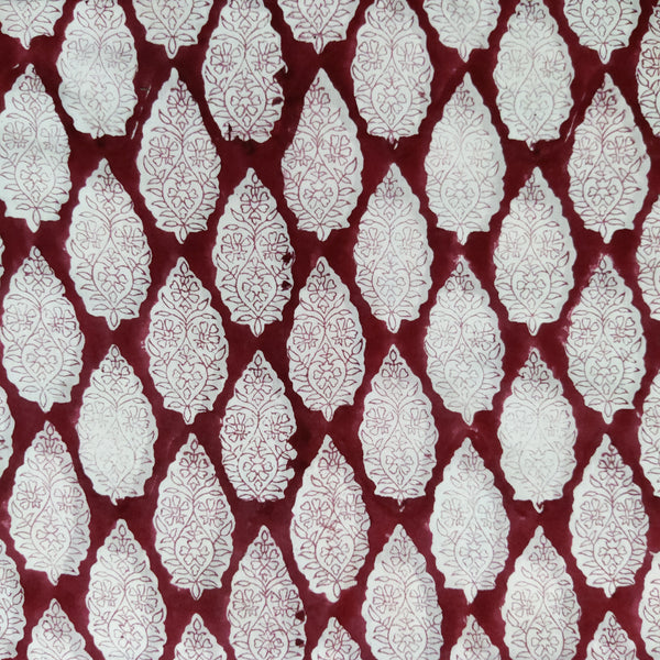 Pure Cotton Jaipuri Red With Red Outlined All Over Motifs Hand Block Print Blouse Fabric ( 0.85 meter )