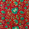 Pure Cotton Jaipuri Red With Teal Floral Jaal Hand Block Print Fabric