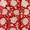 Pure Cotton Jaipuri Red With White Flower Jaal Hand Block Print blouse Fabric ( 90 cm )