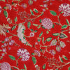 Pure Cotton Jaipuri Red With Wild Flower Jaal Hand Block Print Fabric