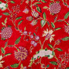 Pure Cotton Jaipuri Red With Wild Flower Jaal Hand Block Print Blouse Fabric ( 1 Meter )