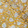Pure Cotton Jaipuri Sandy Mustard With Off White Flower Jaal Hand Block Print Fabric