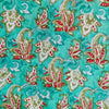 Pure Cotton Jaipuri Sea Blue With Kairi Flower Jaal Hand Block Print Fabric