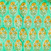 Pure Cotton Jaipuri Sea Blue With Mustard Plant Hand Block Print Blouse Piece Fabric ( 1 meter )