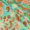 Pure Cotton Jaipuri Sea Blue With Orange And Red Wierd Flower Jaal Hand Block Print Fabric